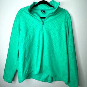 Lands End Womens Size Large Green Pattern Long Sleeve 1/4 Zip Pullover Jacket